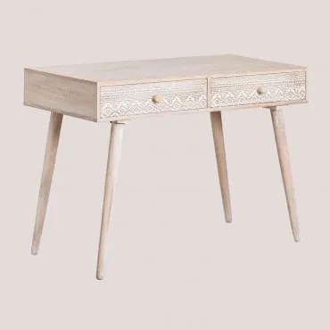 Scrivania in legno di mango Ukurla Legno Bianco Vintage - Sklum