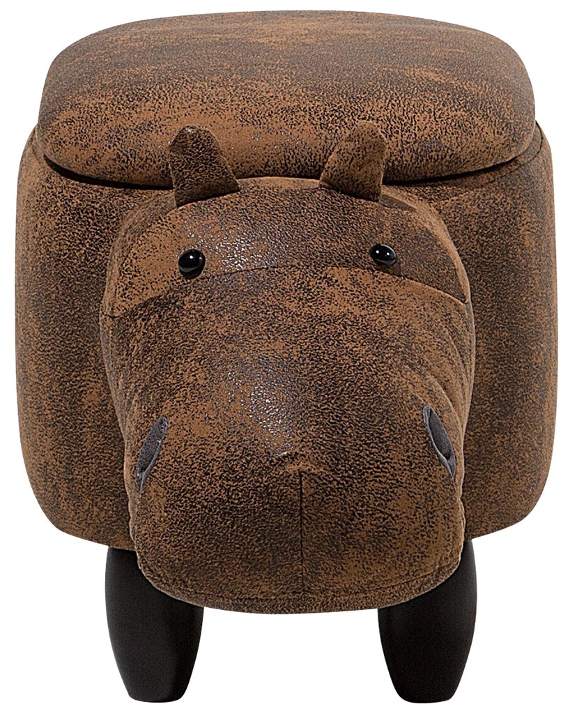 Pouf in tessuto similpelle marrone chiaro HIPPO Beliani