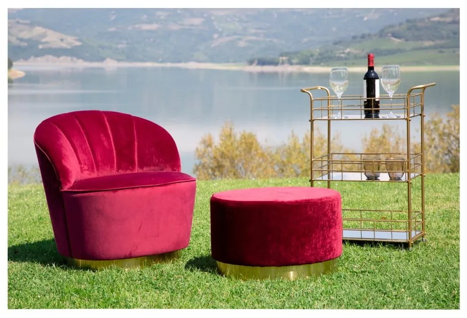 Carrello da portata a 3 piani con design Reo dorato Carrello - Mauro Ferretti