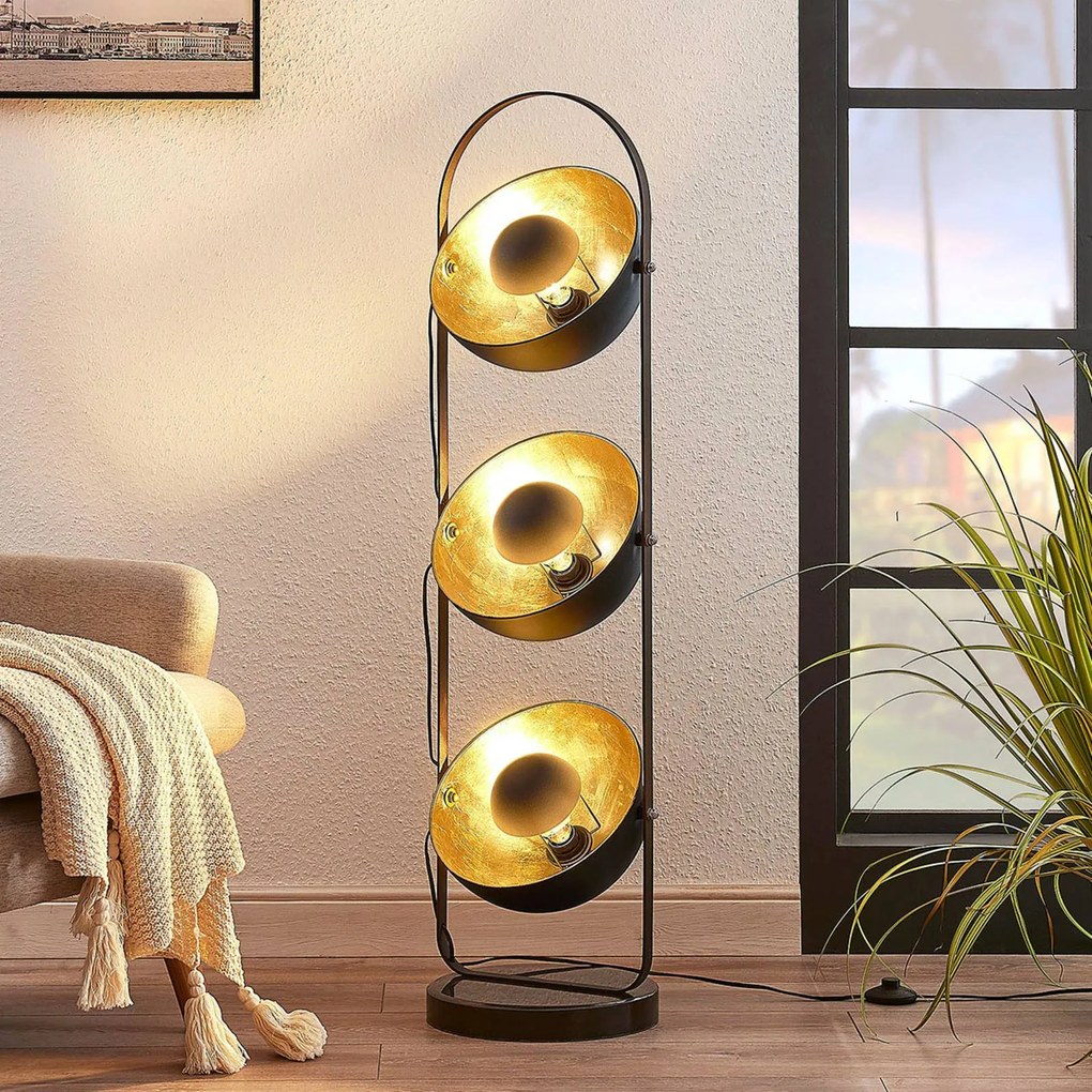 Lampada da terra Muriel Lindby, Nero, Soggiorno / Sala da pranzo, Metallo, Moderno, Lampada da terra