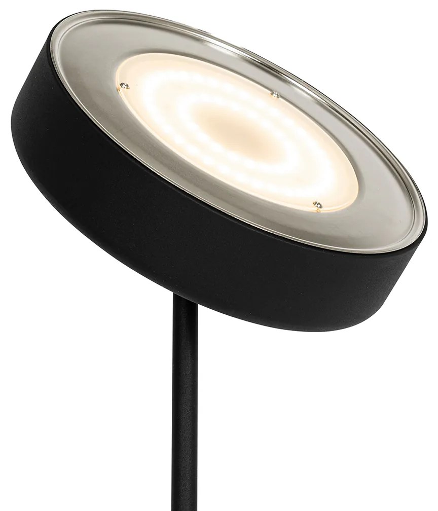 Lampada da terra nera con LED e dimmer con luce di lettura - Kelso