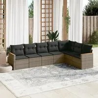 Set Divani da Giardino 7 pz con Cuscini Grigio in Polyrattancod mxl 112329