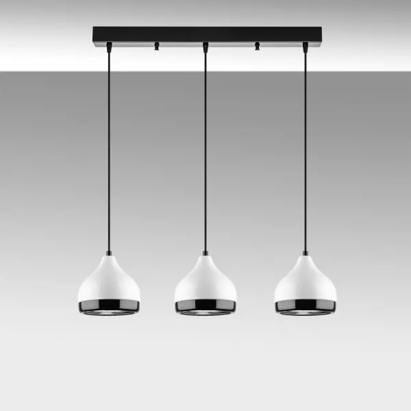Lampadario a sospensione con cavo YILDO 3xE27/40W/230V bianco/nero