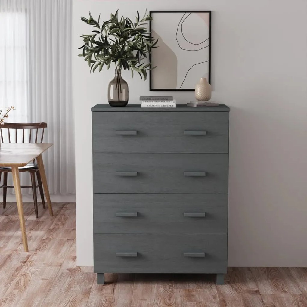 Credenza Hamar Grigio Scuro 79x40x103,5 Cm Legno Massello Pino /