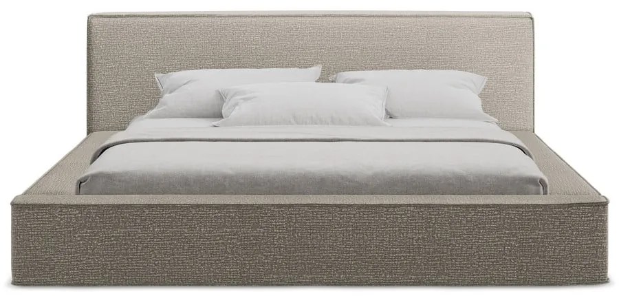 Letto matrimoniale imbottito grigio tortora con contenitore e rete inclusi 140x200 cm Noho – Makamii