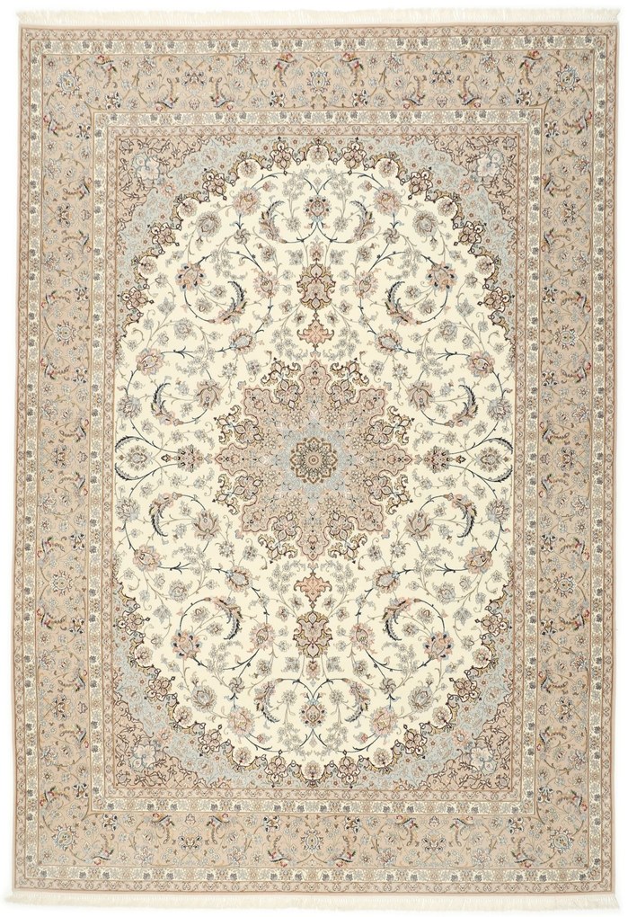 Isfahan Tappeto 370 x 260 (Iran) Annodato A Mano