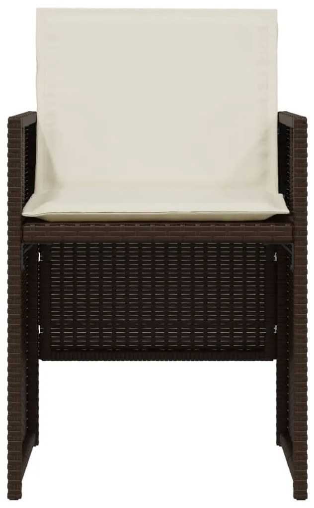 Set Bistrò 3 pz con Cuscini Marrone in Polyrattan