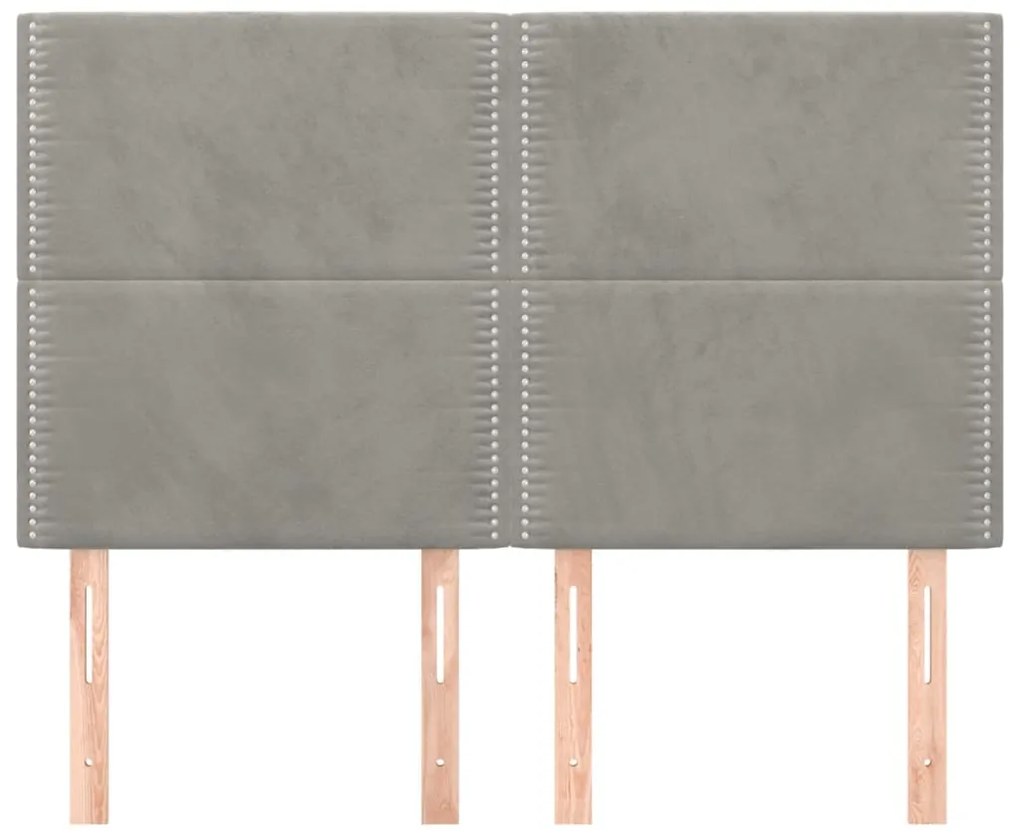 Testiere 4 pz grigio chiaro 72x5x78/88 cm in velluto