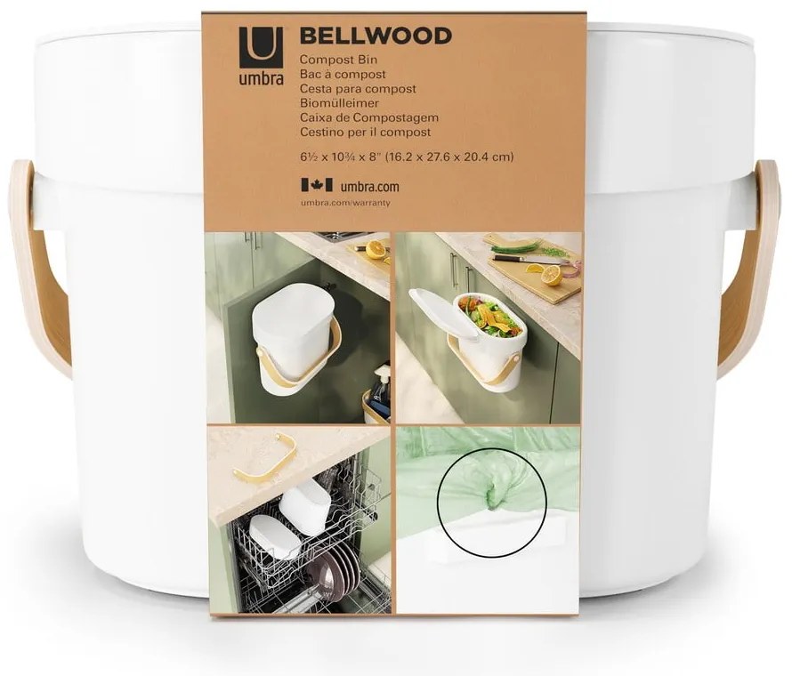 Bidone per l'umido bianco 4 l Bellwood – Umbra
