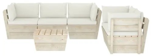 Set Divani da Giardino su Pallet 6 pz con Cuscini Legno Abete