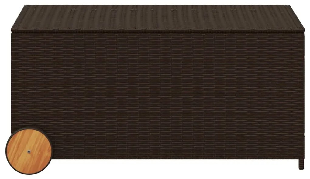 Contenitore da giardino con ruote marrone 190l in polyrattan