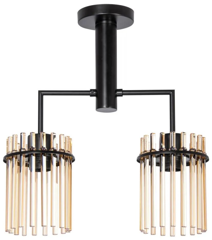 Lampadario a sospensione con supporto rigido 2xE27/60W/230V nero/fumé