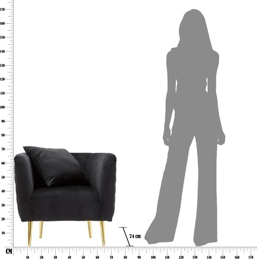 Poltrona nera con poggioli/con gambe con rivestimento in velluto Bucarest – Mauro Ferretti