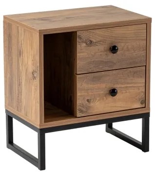 Comodino GLIMMER 50x45,2 cm pino atlantic/nero