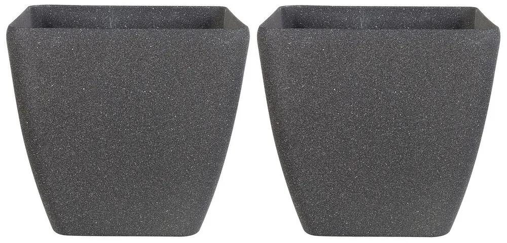Set di 2 vasi polvere di pietra grigio scuro 49 x 49 x 49 cm ZELI Beliani