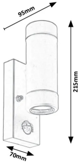 Rabalux 8835 - Applique da esterno con sensore MEDINA 2xGU10/10W/230V