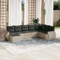 Set Divano da Giardino 8pz con Cuscini Grigio Chiaro Polyrattan 3221761