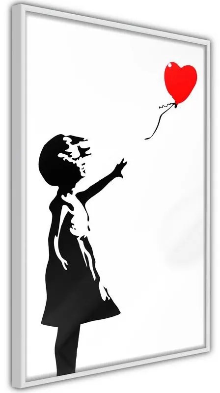 Poster  Banksy: Girl with Balloon I  Cornice Quadri Cornice nera con pass-partout, Larghezza x Altezza Home decor 20x30