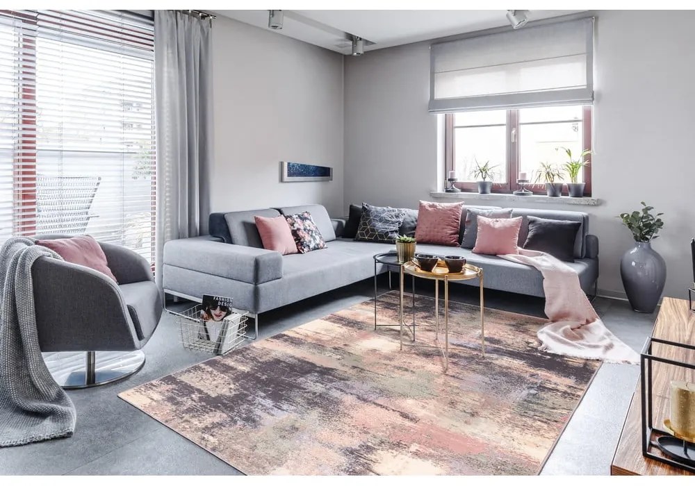 Tappeto in lana rosa chiaro 200x300 cm Fizz - Agnella