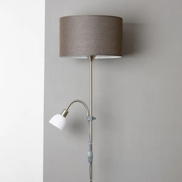 Brilagi - Lampada da terra CERIA 2 in 1 1xE27/100W/230V + 1xE14/25W cromo opaco/marrone