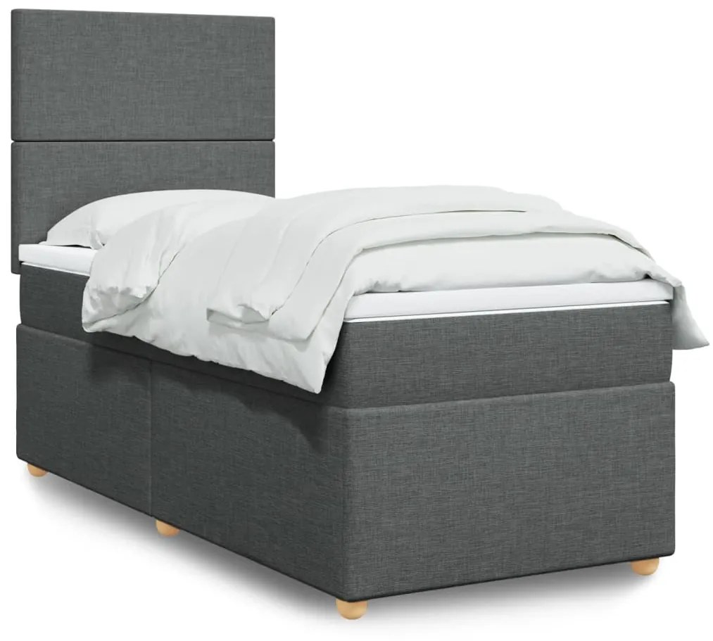 Giroletto A Molle Con Materasso Grigio Scuro 90x190 Cm Tessuto /