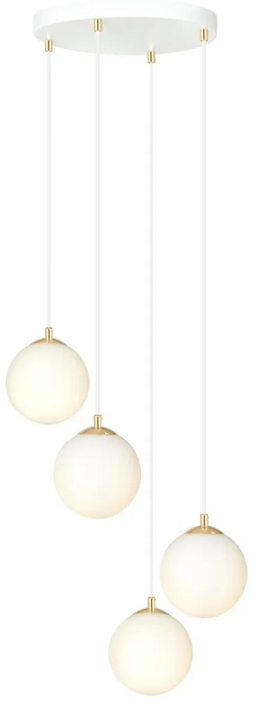 Lampadario a Sospensione in Acciaio e Vetro ROYAL 4 Bianco o Nero 4xE14
