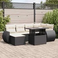 Set Divani da Giardino con Cuscini 7pz Nero Polyrattan 3326667