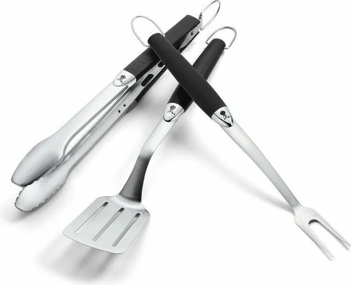 Set Kit Utensili per Barbecue Weber Forchettone Spatola Pinze Accessori bbq