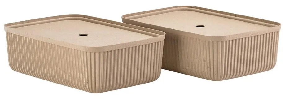 Scatole in set con coperchio marrone chiaro 2 pz 48x32x20,5 cm Pulp – Zone