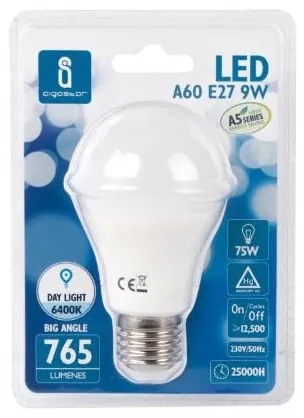 LED A5 A60B E27 9W 6400k 765lm 230V D60*H108mm