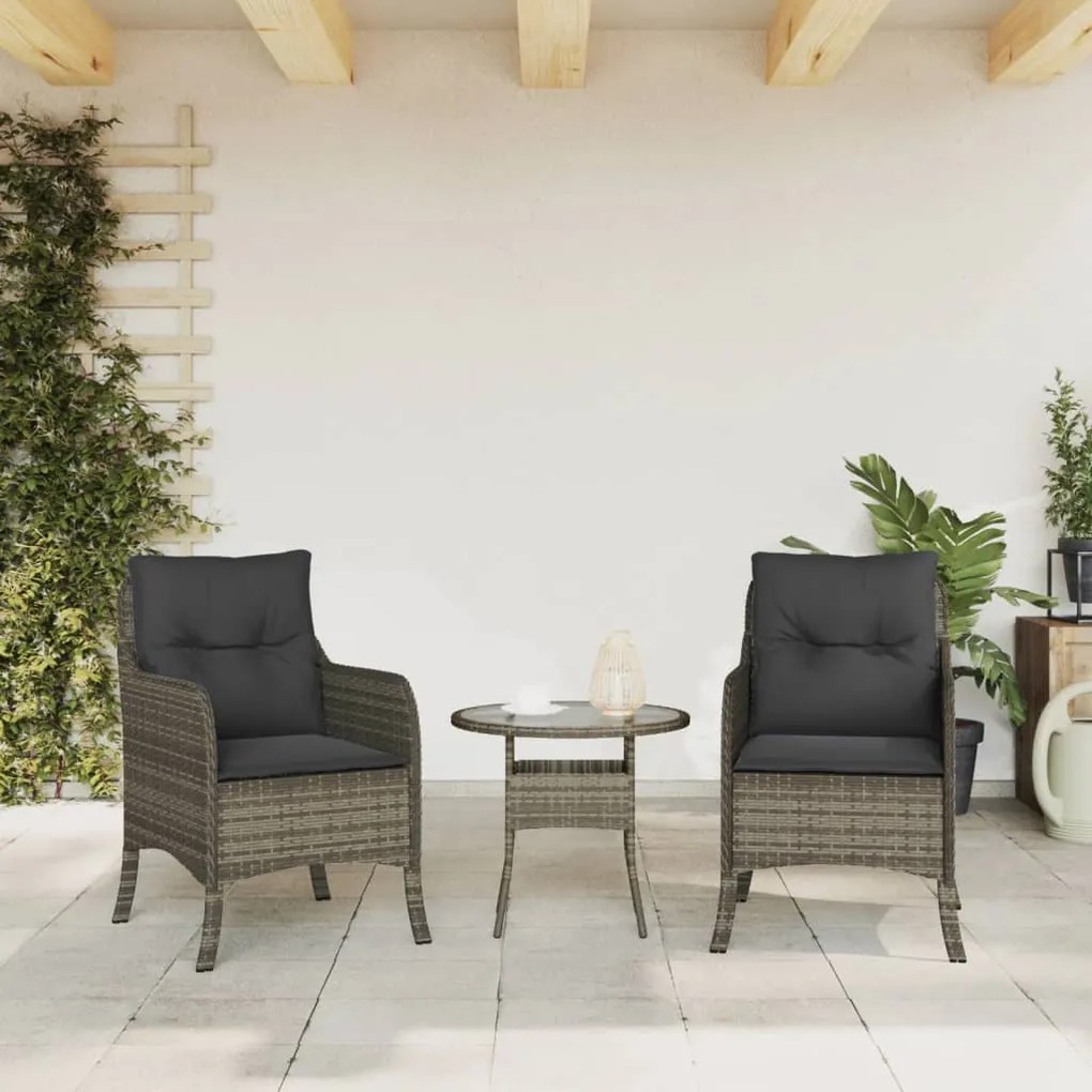 Sedie da giardino con cuscini 2 pz grigie in polyrattan