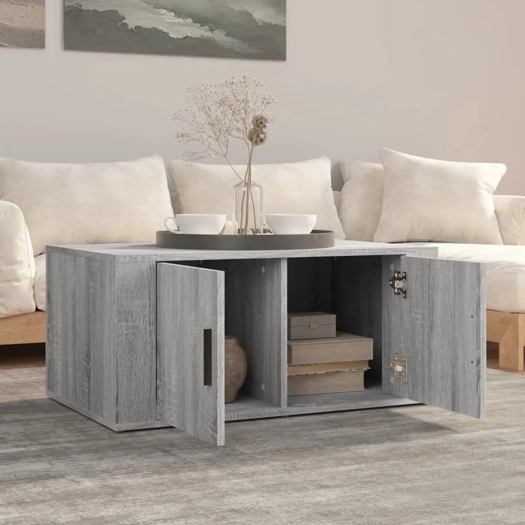 Tavolino da salotto grigio sonoma 80x50x36 cm legno multistrato