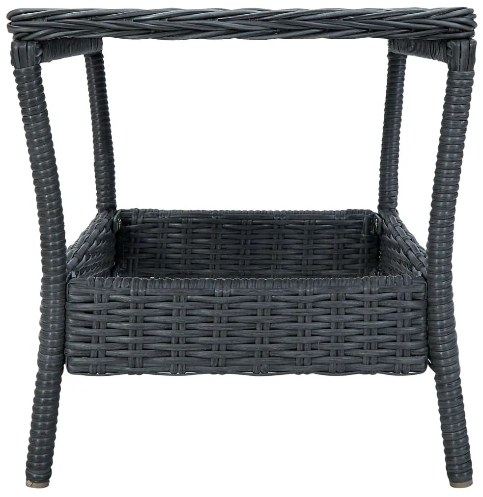 Set divani da giardino 3 pz con cuscini polyrattan grigio scuro