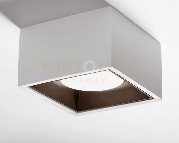 Nasso soffitto 1 luce quadrata bronzo 12x12cm attacco gx53 in gesso...