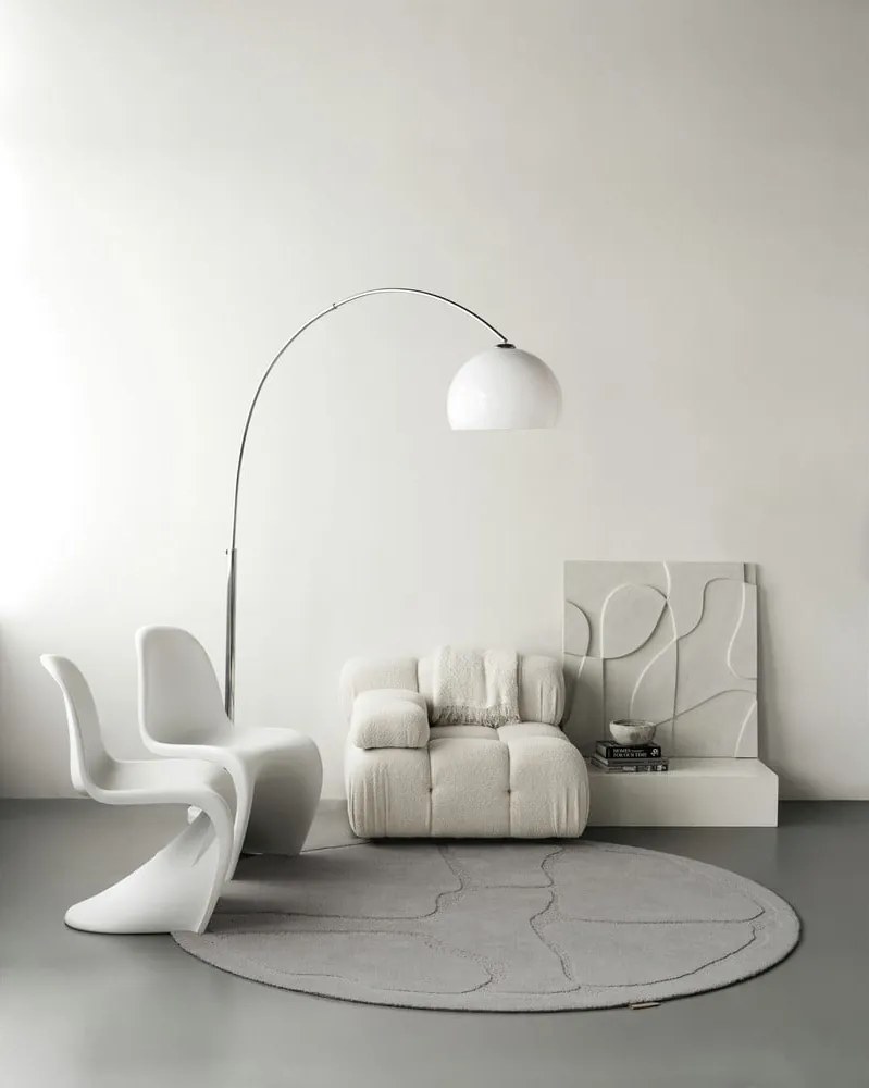 Tappeto rotondo in lana grigia ø 160 cm Morphic Organica - Agnella