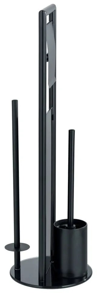 Porta carta igienica nero opaco in acciaio inox con supporto con spazzola Ravina – Wenko