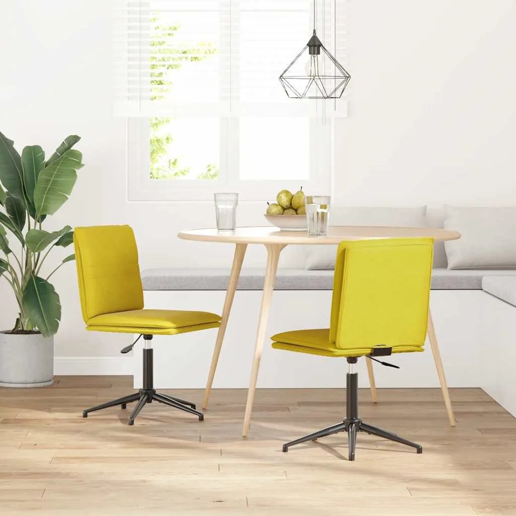 Sedie Da Pranzo 2 Pz Gialle İn Velluto /