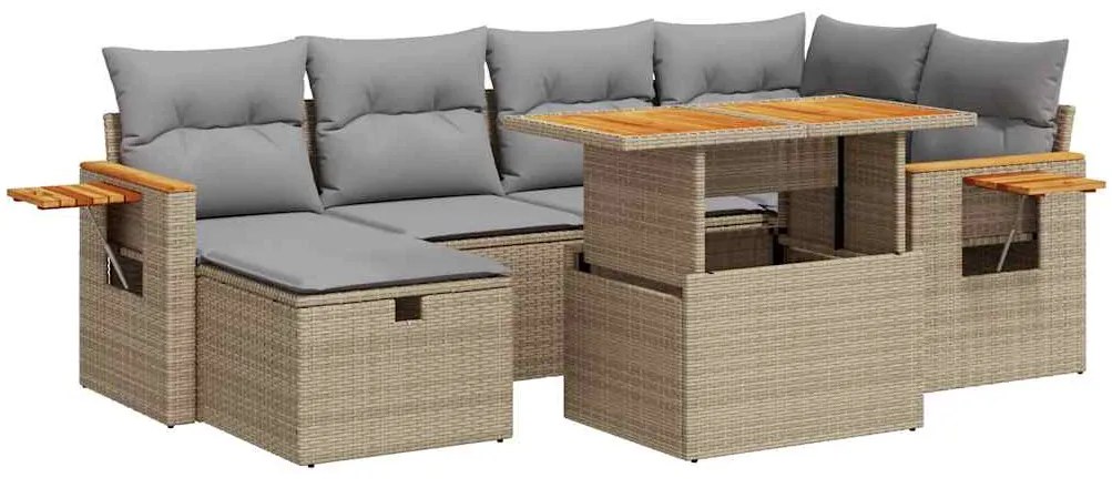 Set divano da giardino 8 pz con cuscini beige in polyrattan