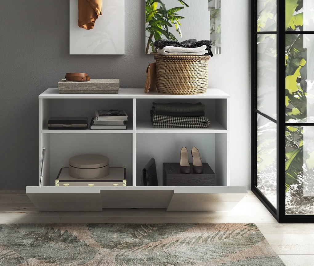 Mobile da ingresso Poly linea Dama in finitura Bianco Lucido