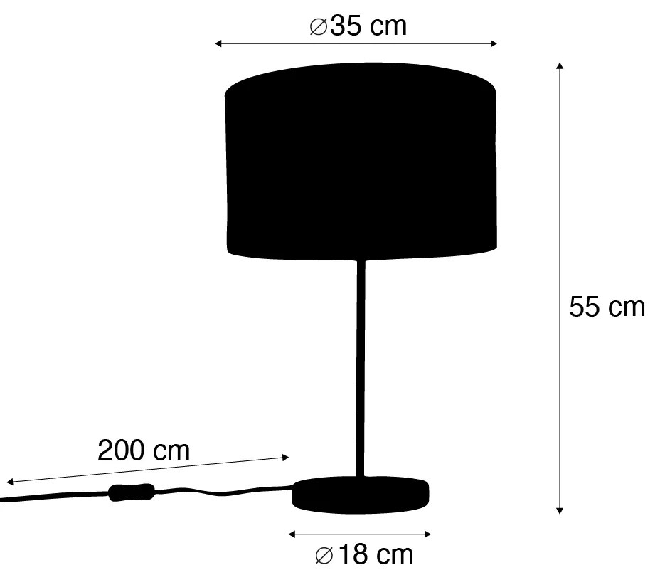 Lampada da tavolo in ottone con paralume in velluto, motivo a foglie e interno dorato - Kaso