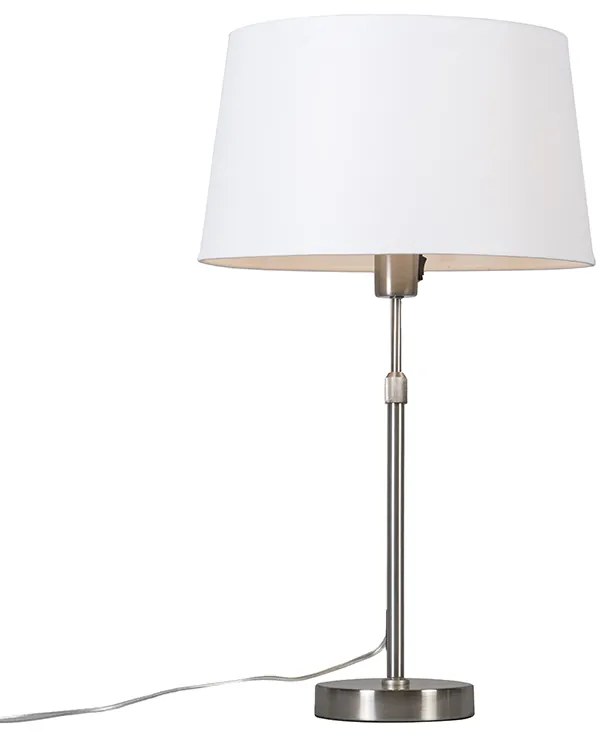 Lampada da tavolo in acciaio con paralume bianco 35 cm regolabile - Parte