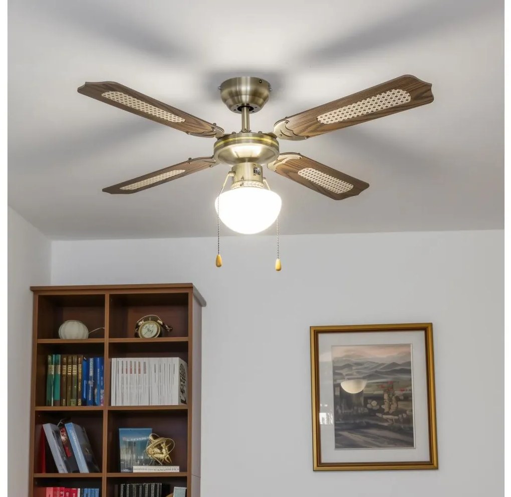 ZEVENTI - Ventilatore da soffitto NAVAGIO 1xE27/60W/230V marrone