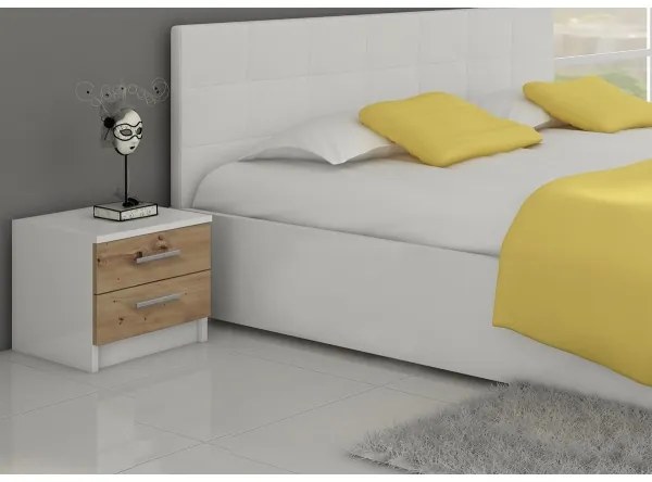 Comodino TOD bianco/rovere artisan