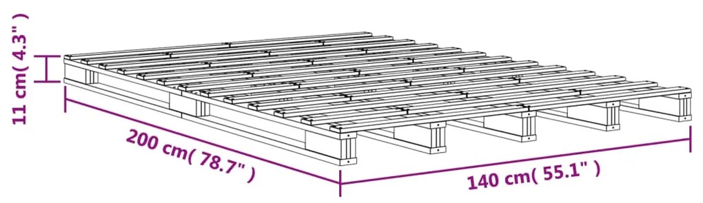 Letto Pallet Marrone Cera 140x200 cm in Legno Massello di Pino