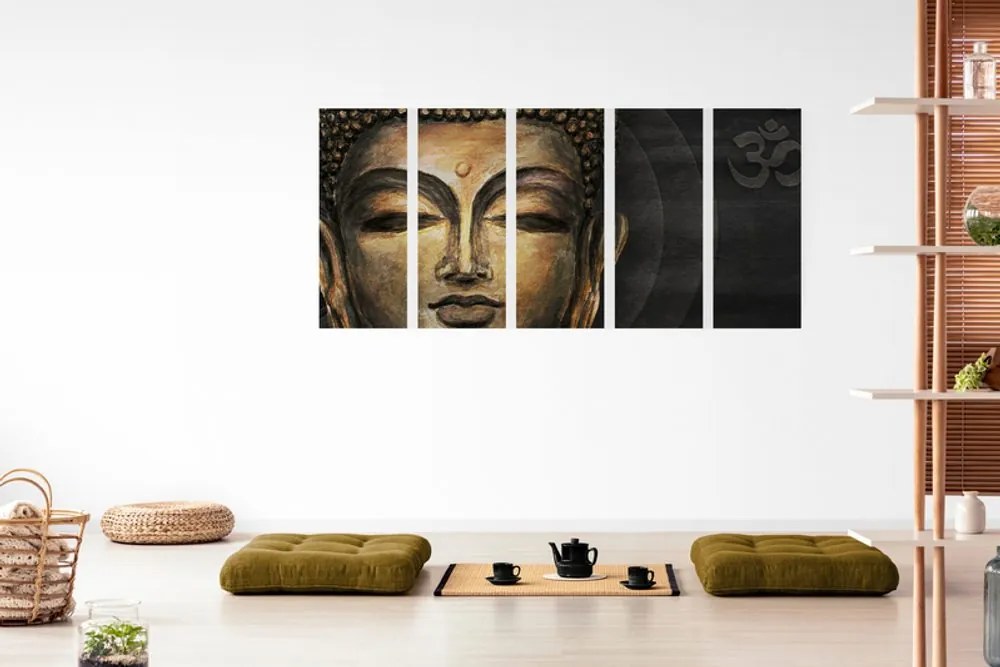 Quadri 5 pezzi – Volto di Buddha