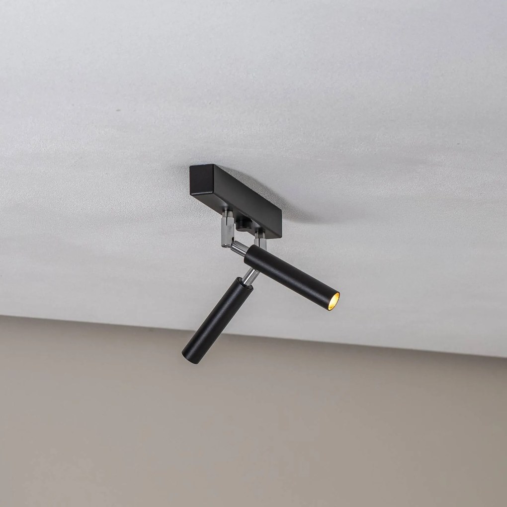 Euluna Nicanor faretto da soffitto nero/cromo a 2 luci
