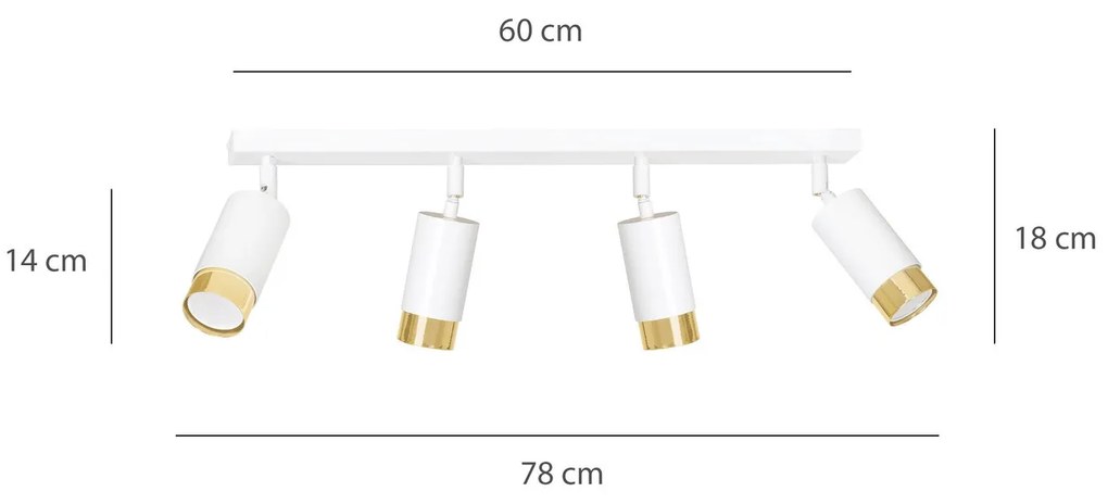 Lampada da Soffitto in Acciaio HIRO 4 Nero Cromo/Oro 4xGU10