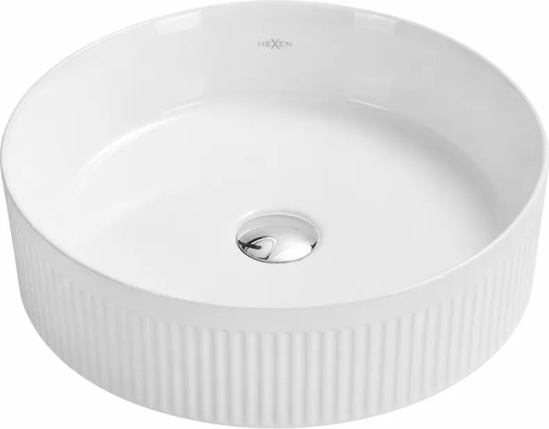 Mexen Grovo lavandino da appoggio scanalato 39 x 39 cm, bianco - 22303900