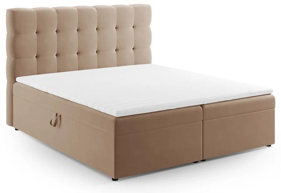Letto boxspring marrone chiaro con contenitore 160x200 cm Bali - Cosmopolitan Design