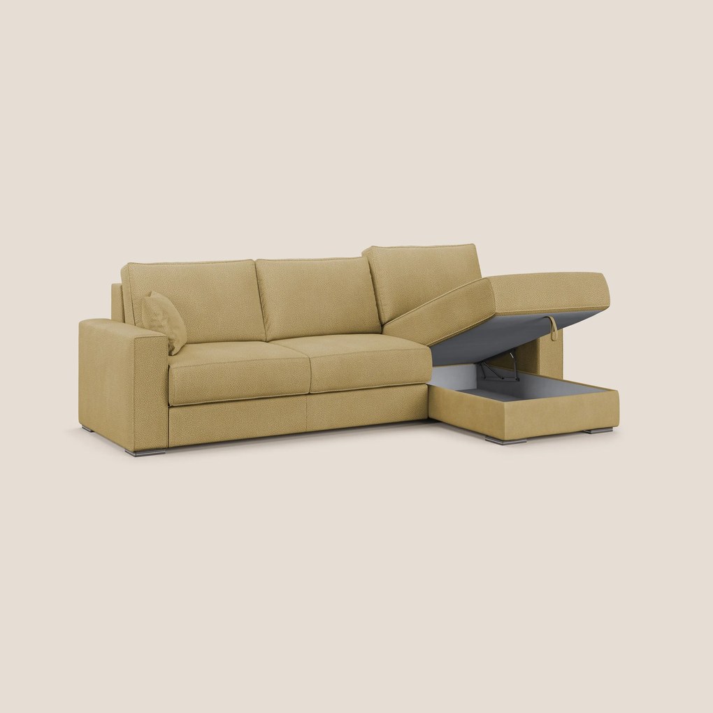 Dream Divano letto angolare in microfibra effetto pelle smacchiabile T15 giallo